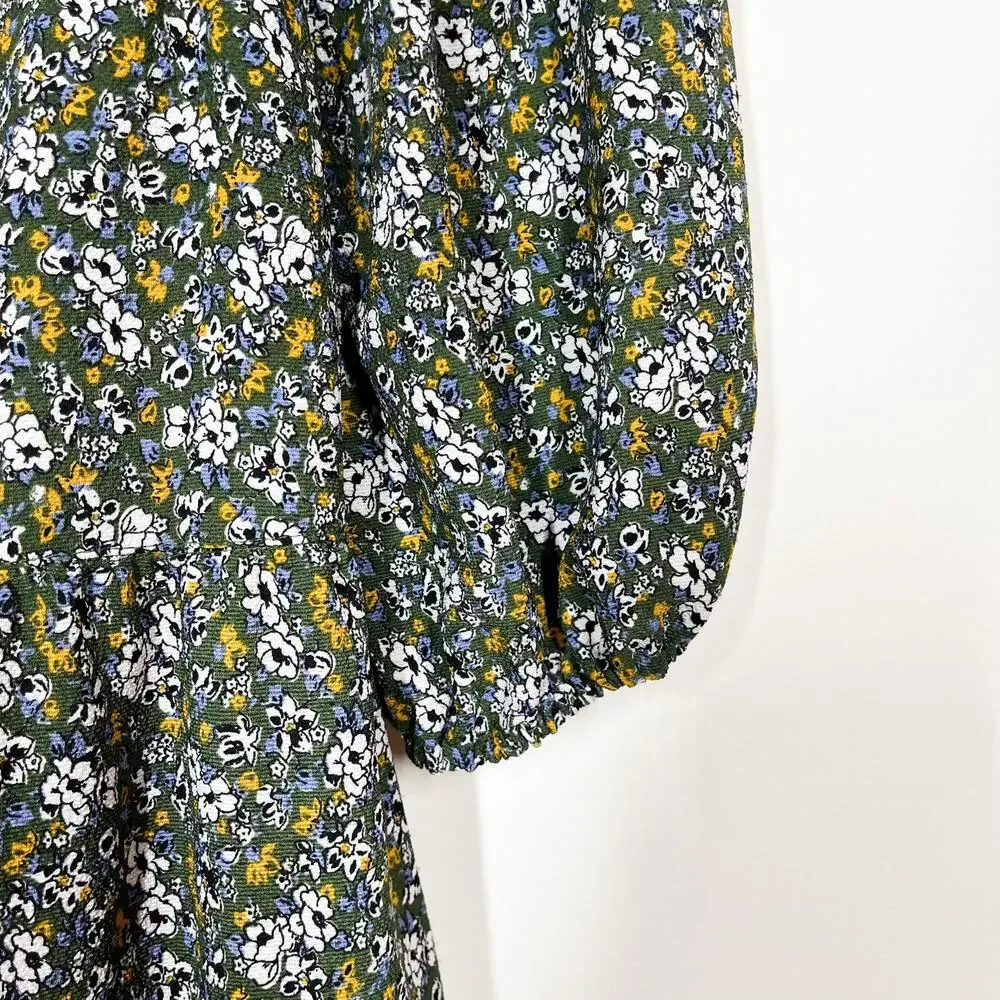 Max Studio Tiered Floral Long Sleeves‎ Dress Sz XS Relaxed Fit Green Multicolor